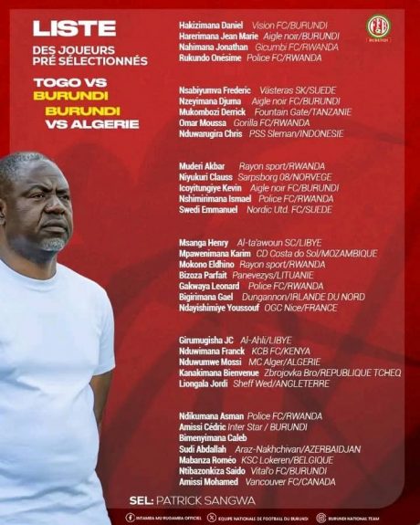 Patrick Sangwa dévoile la présélection des Intamba pour les éliminatoires
